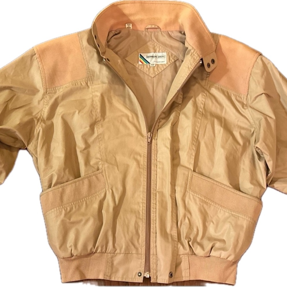 Authentic Members Only 80s Cream/Tan Jacket Size M/42 Mint Condition
